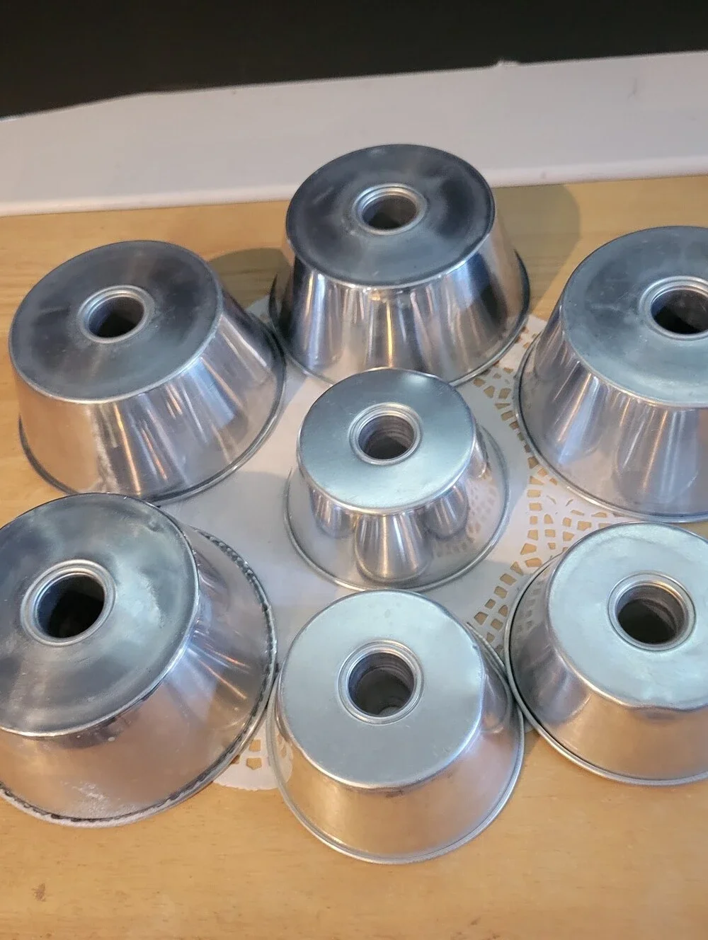 Silver Aluminum Angel Food / Tube Cake Pans - Set of 7 Bundt Pans Vintage